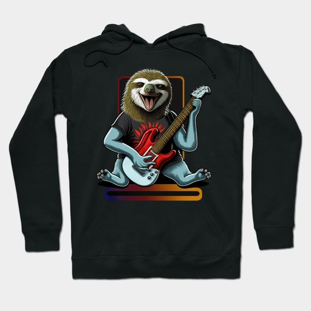 Sloth Playing Base Guitar Hoodie by MyMagicalPlace